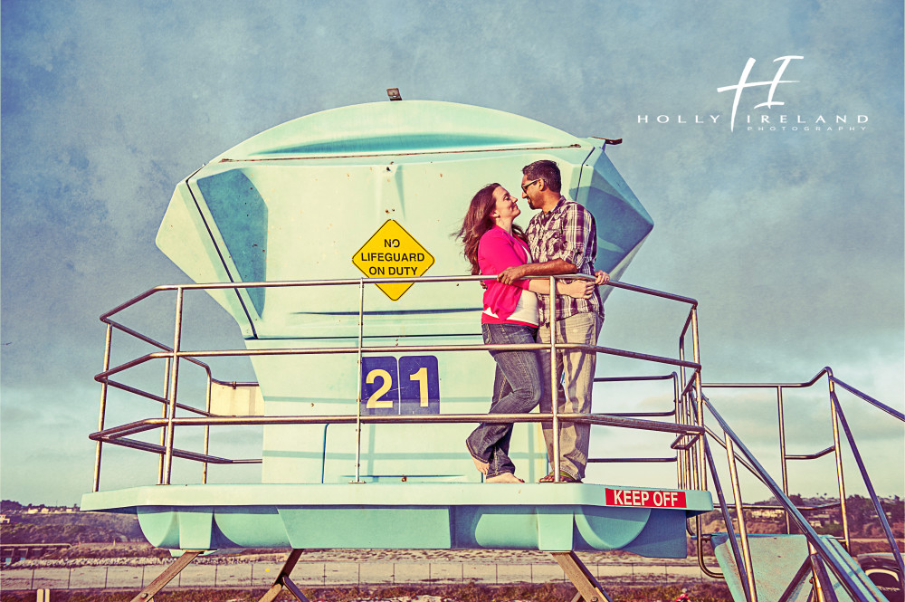 Cute and creative engagement photos at the beach in San Diego