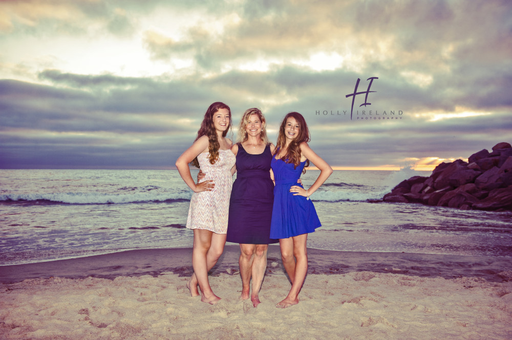 Cute creative family photography at the beach at sunset in San Diego Ca