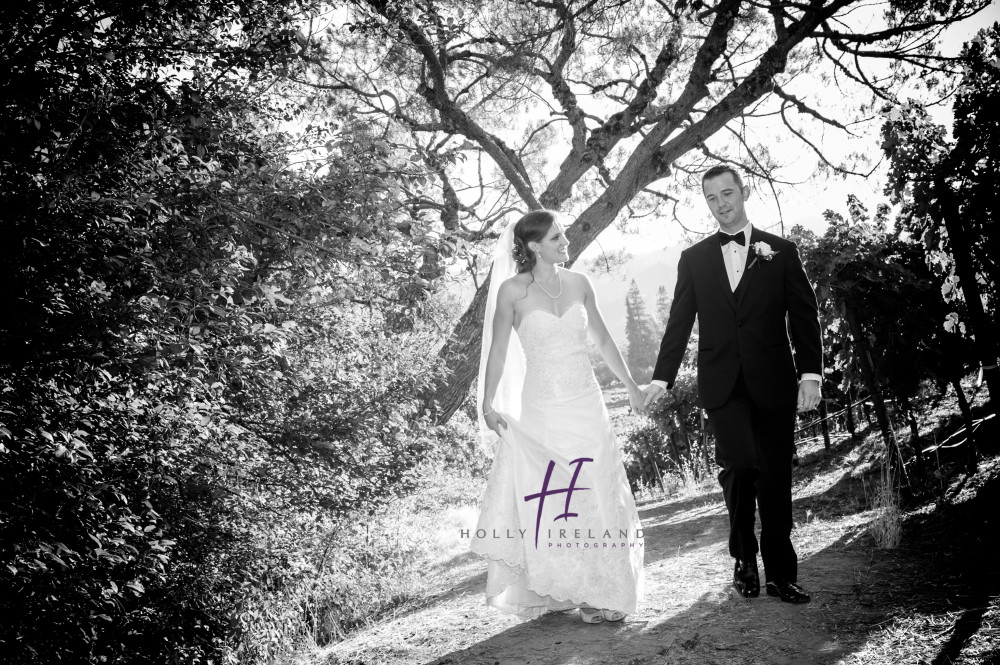 Napa winery wedding photos walking