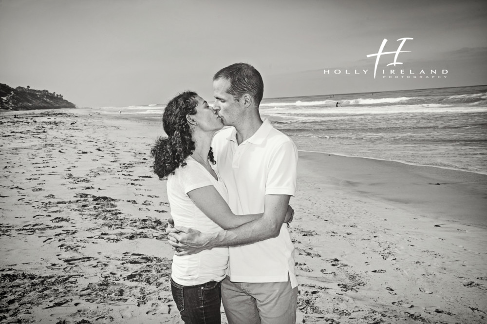 black and white engagement beach photos in San Diego