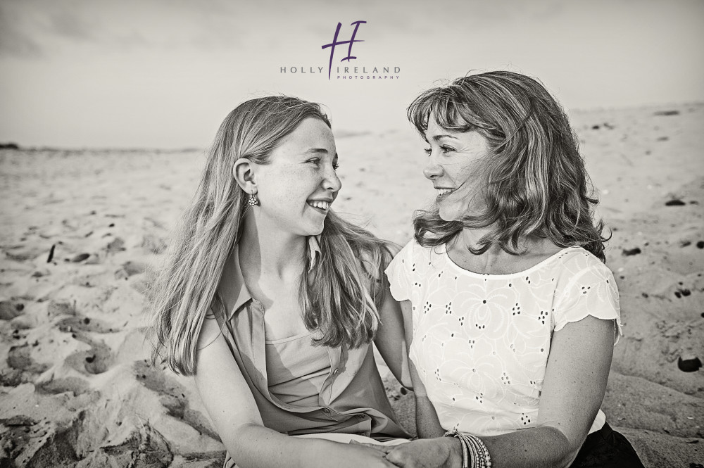 black and white family beach photography in San Diego cA