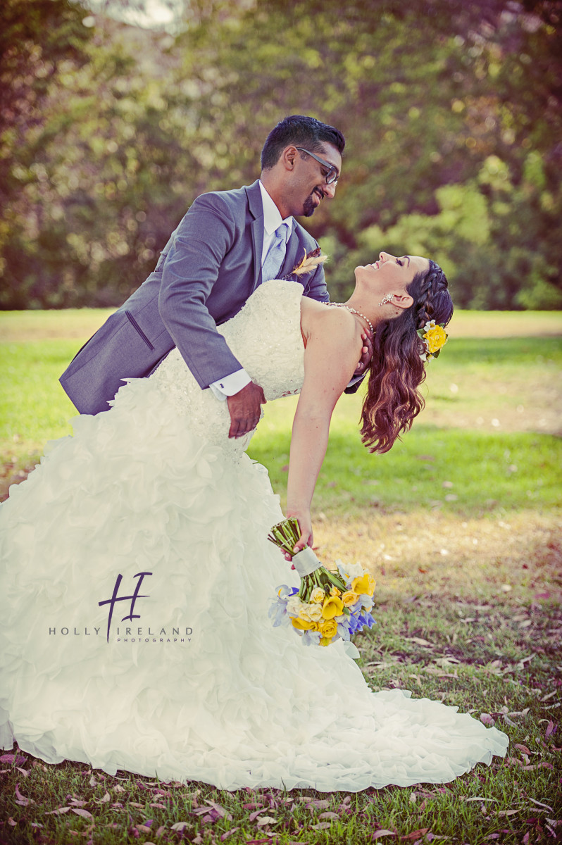 Fun wedding dip photos in San Diego ca