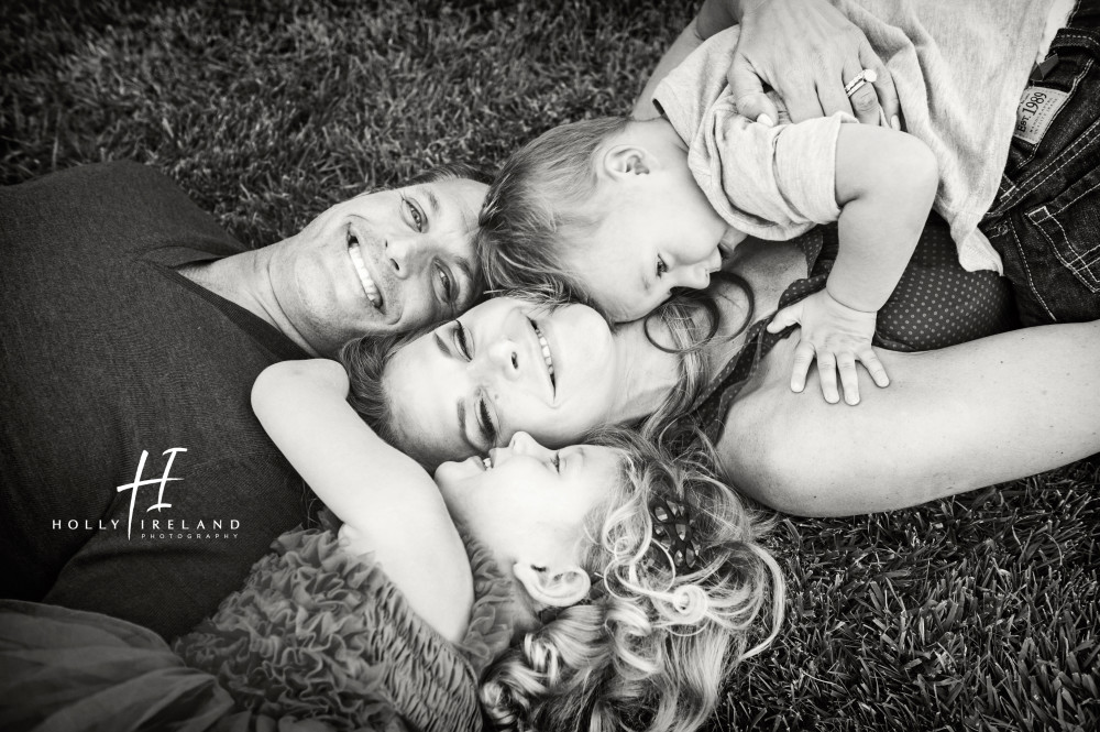 Candid family photos in black and white in San Diego
