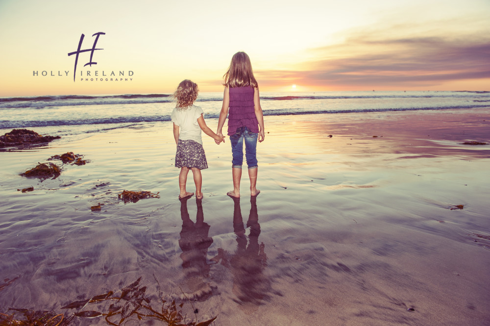 Adorbale girls at the beach at sunset in San Diego