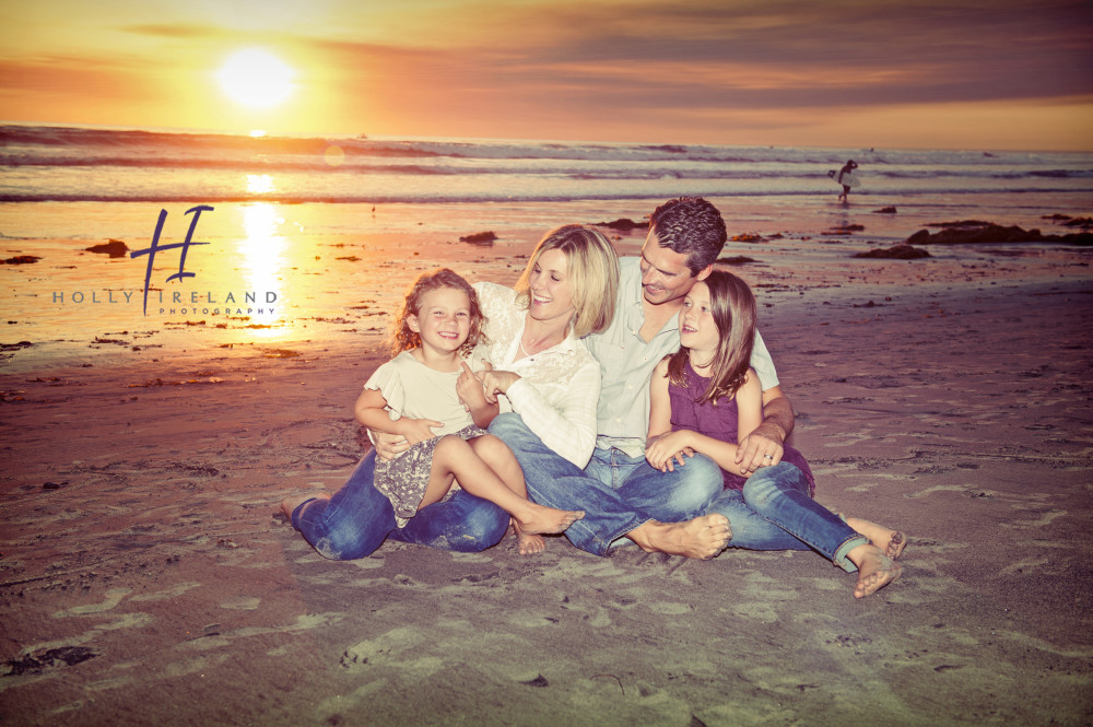 fun family sunset beach photos in San Diego