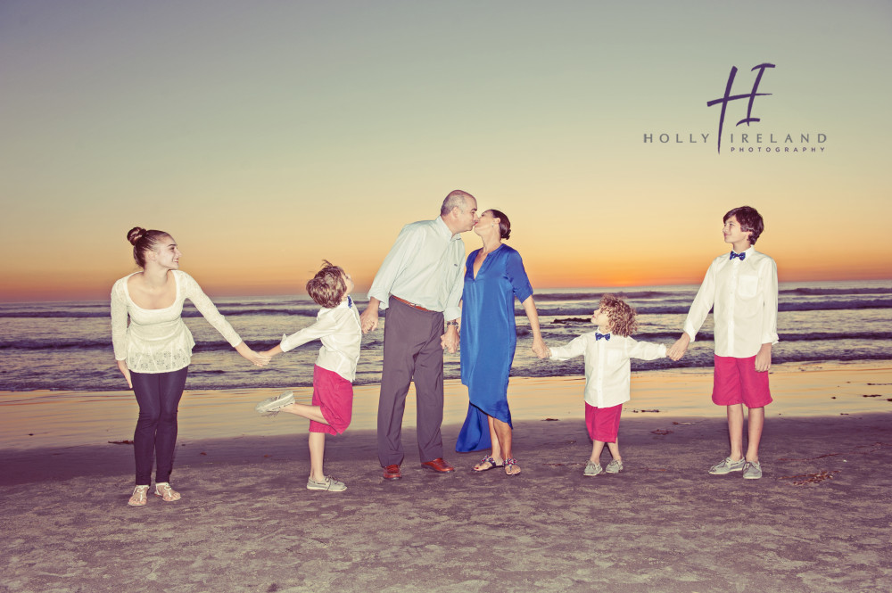 Beautiful family sunset beach photos for the holidays