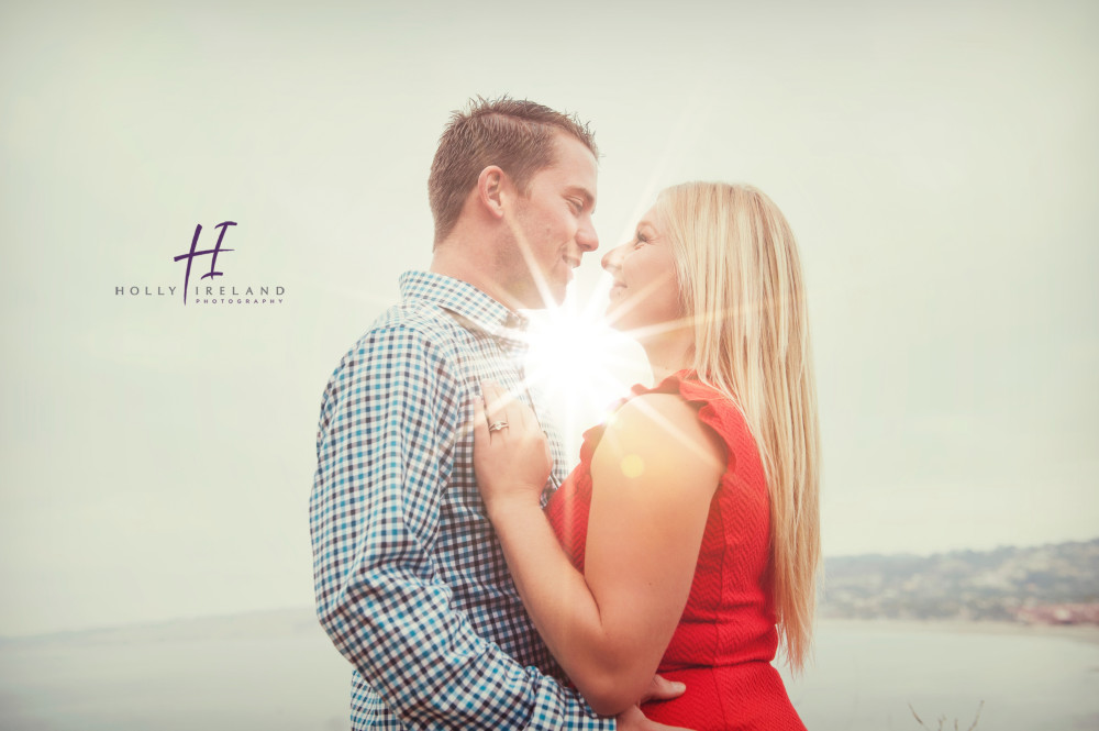 beautiful sky and sun for engagement photos in San Diego