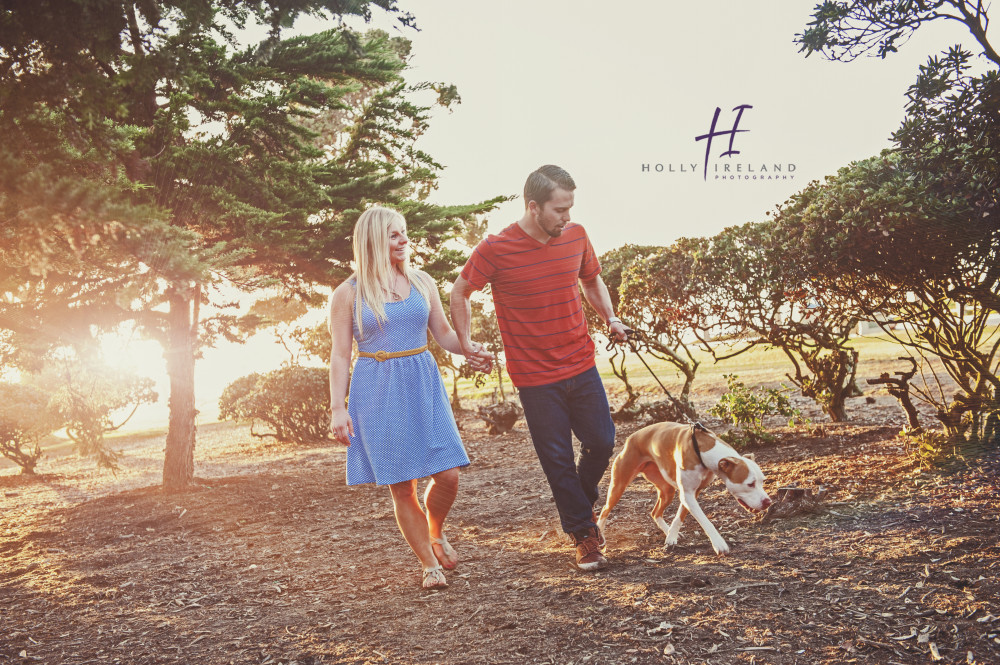 Engagement photography in Ca with a dog