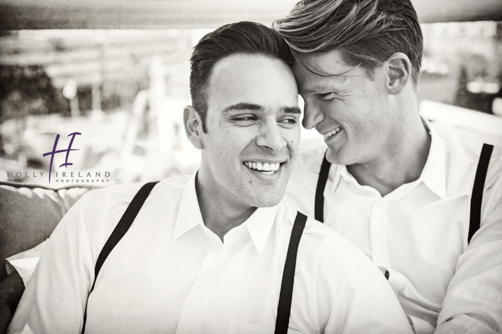 urban black and white Same Sex engagement Photos in San Diego