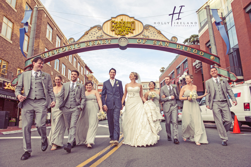 fun bride and groom photography in Coronado CA and San Diego Gas Lamp