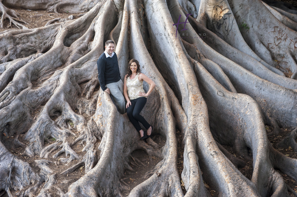 Creative photography in Balboa Park for an engagement shoot