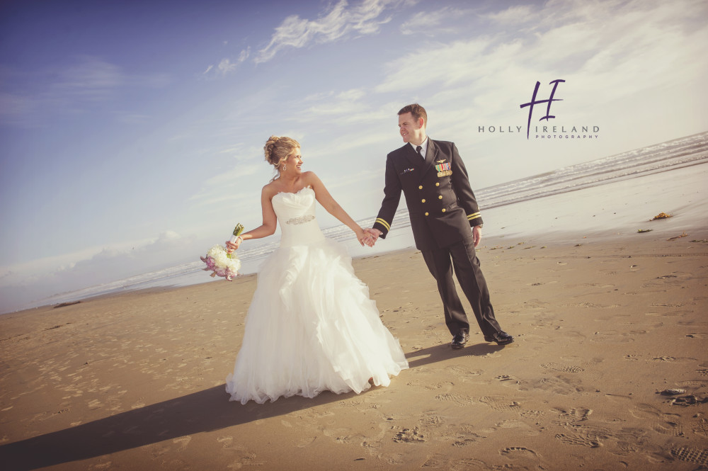 bride and groom beach wedding photos