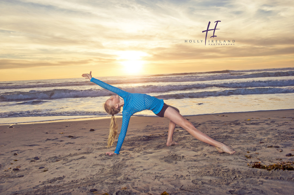 dancer at the beach at sunset photo shoot
