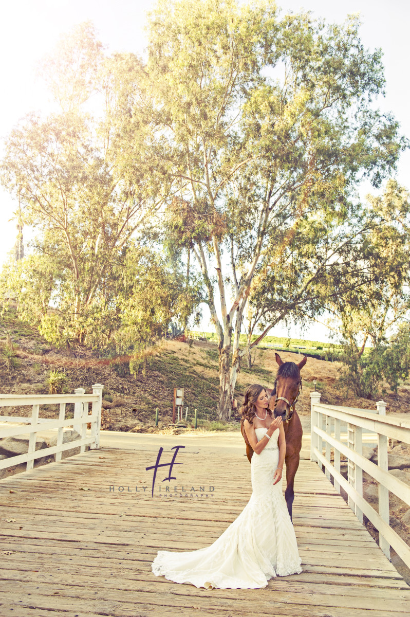 bride and her horse in ca