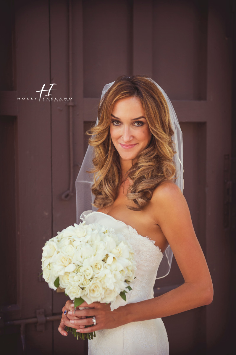 Bride at Mission Basilica in San DIego CA