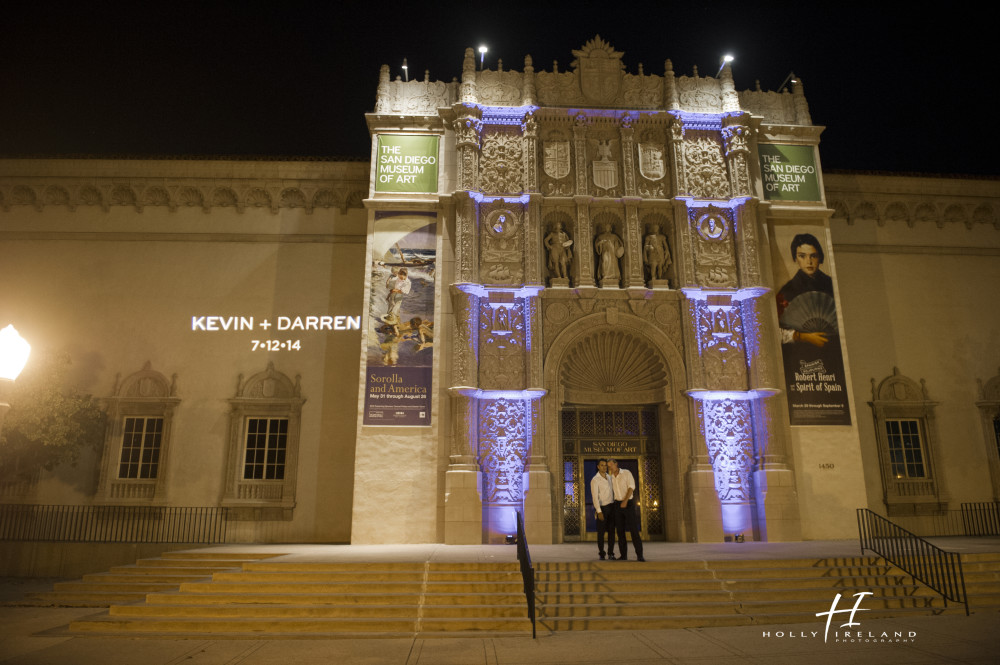 museum of art same sex wedding photos in San Diego