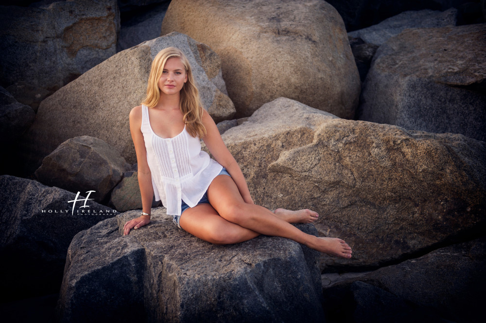 high school senior at the beach