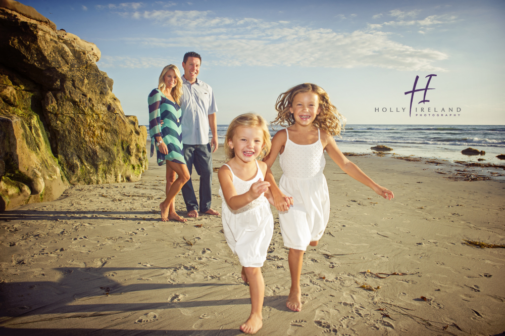 creative and fun family beach photos at sunset in California