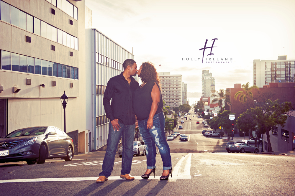 Urban downtown engagement photography