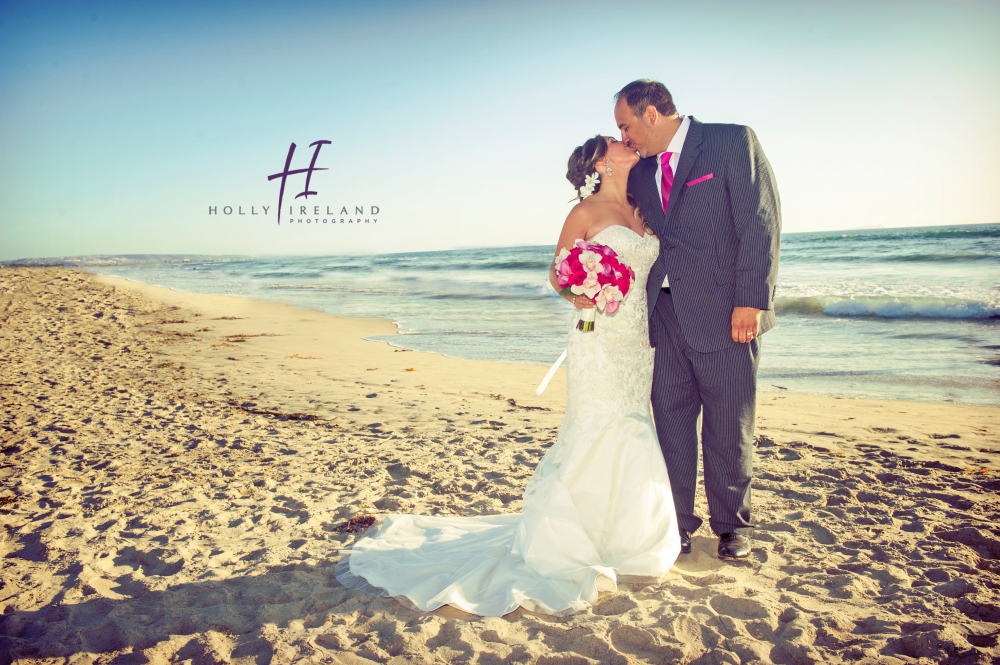 Coronado beach wedding photographer and photos with a bride and groom