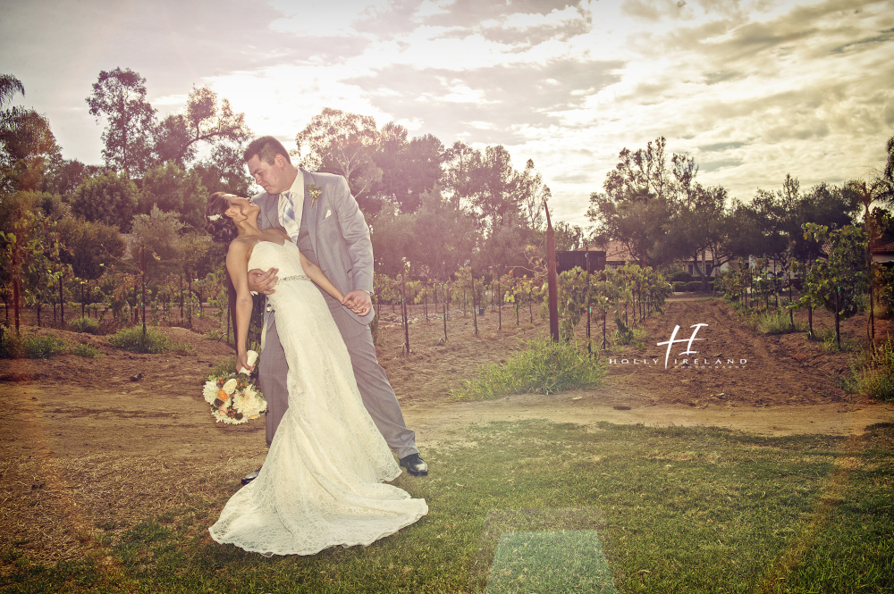 rustic rancho bernardo husband and wife kissing 