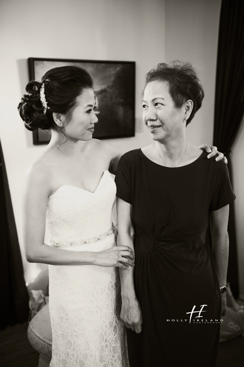 black and white bride and mother