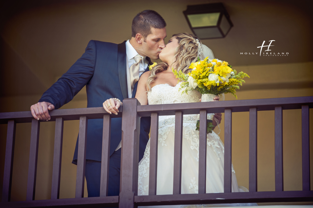 bride and groom kissing