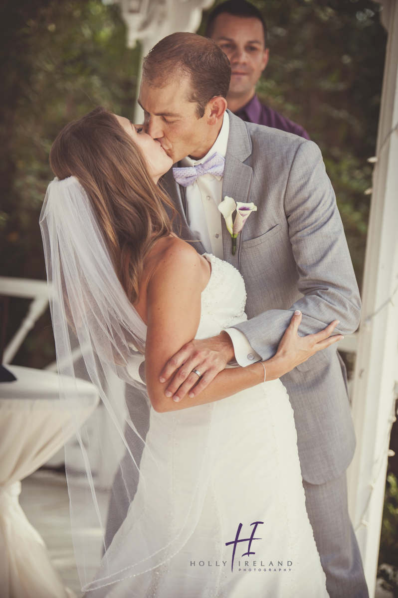 Green Gable Estate San Marcos bride and groom first kiss