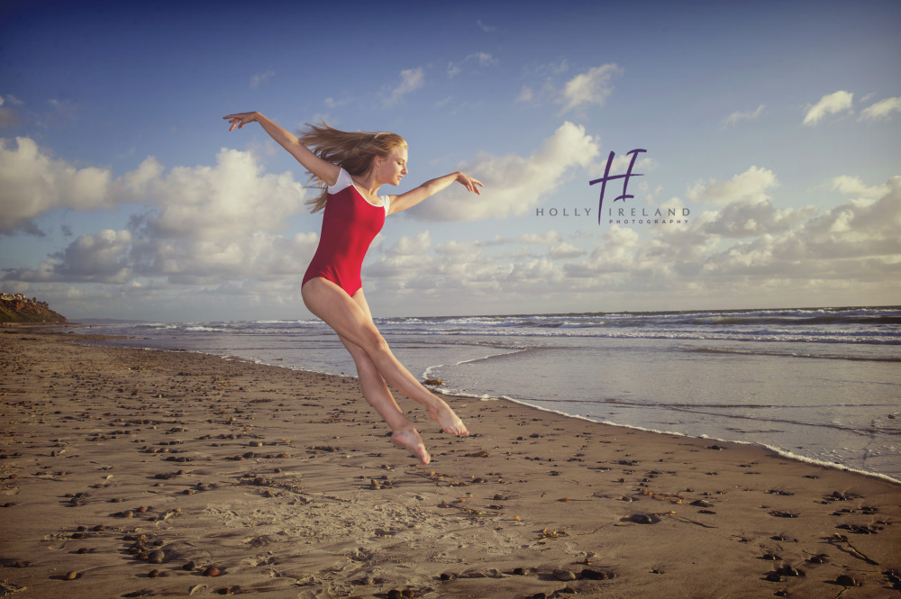 Dancer jumping at the beach photos in San Diego CA