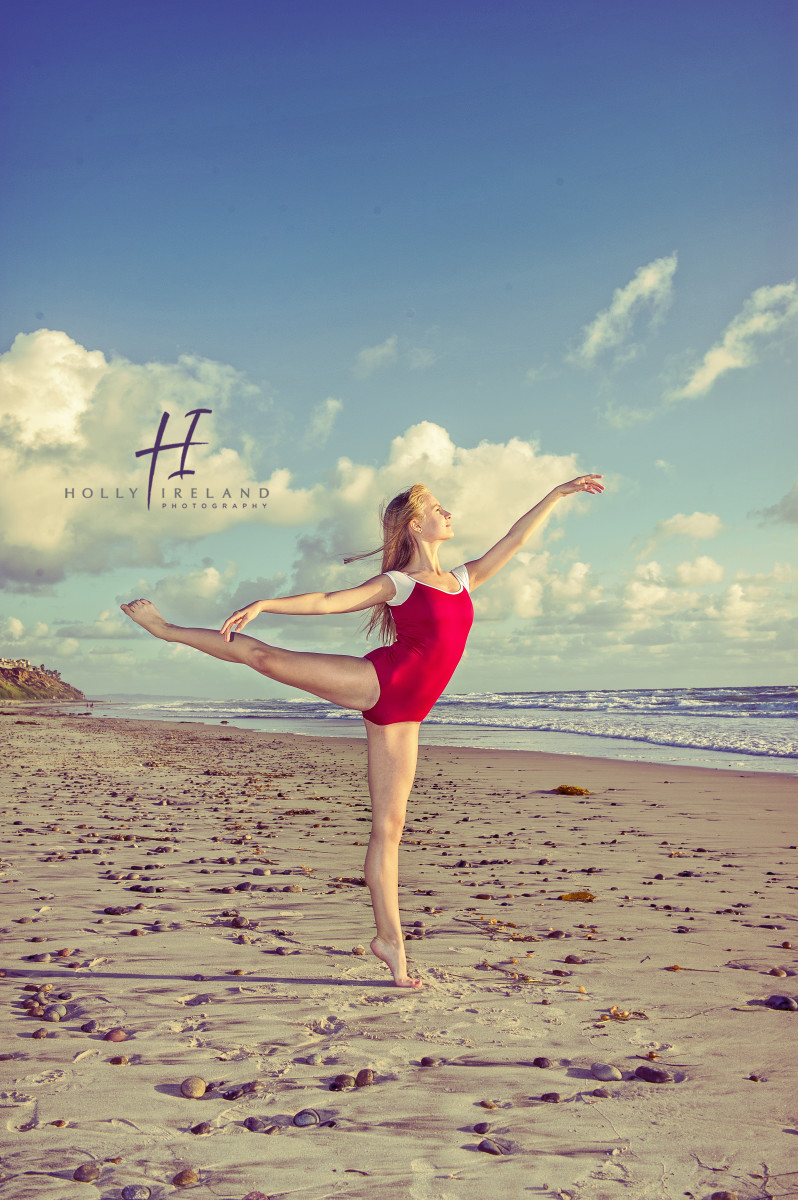 Dancer jumping at the beach photos in San Diego CA