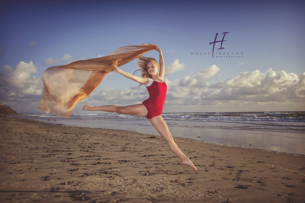 Dancer jumping at the beach photos in San Diego CA
