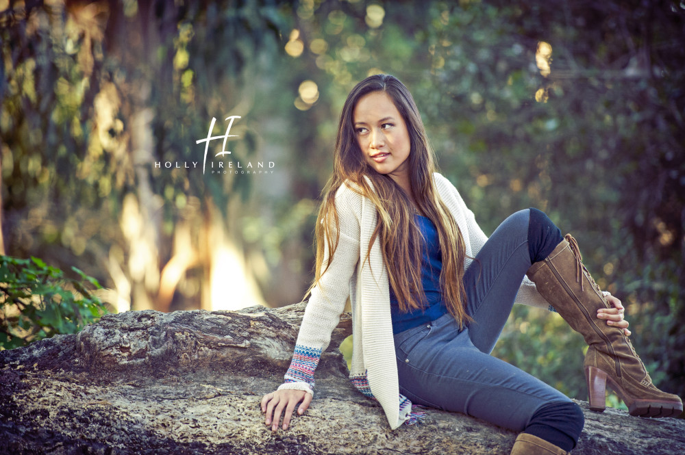 Beautiful california high school senior photos of a girl on a trial and at the beac