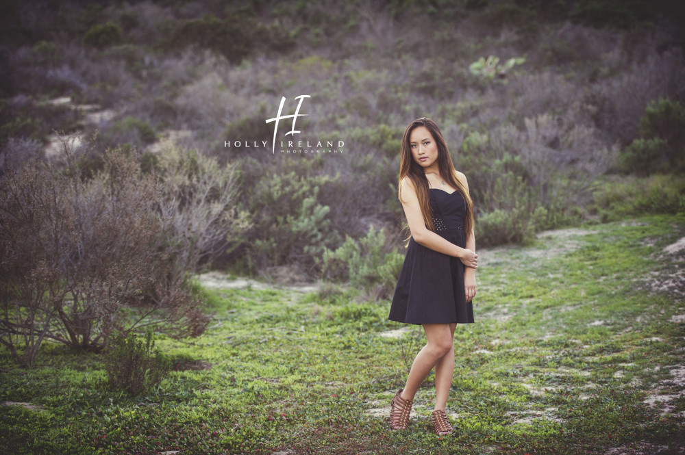 Beautiful california high school senior photos of a girl on a trial and at the beac