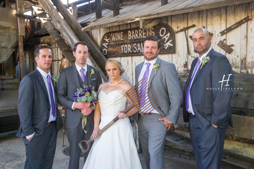 Rustic and fun bridal party photos at the Bernardo Winery in San Diego photographer