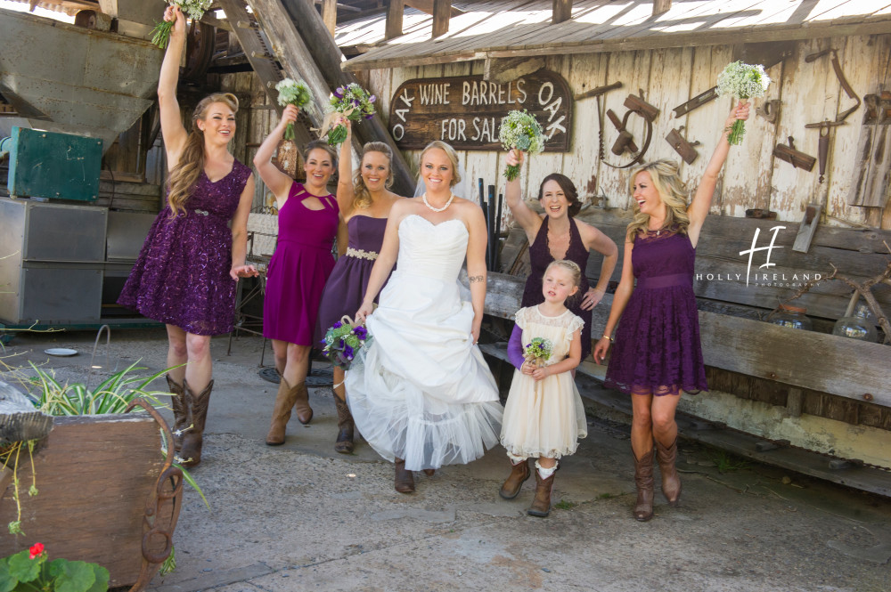 Rustic and fun bridal party photos at the Bernardo Winery in San Diego photographer