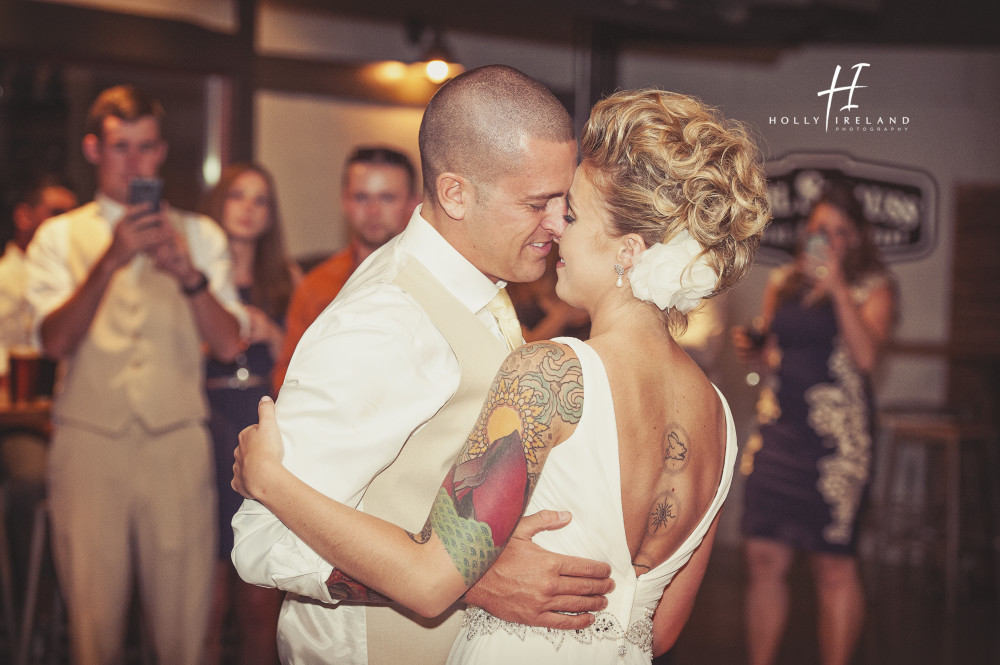 Karl Strauss Brewery wedding Tatood bride cool wedding hair for a bride